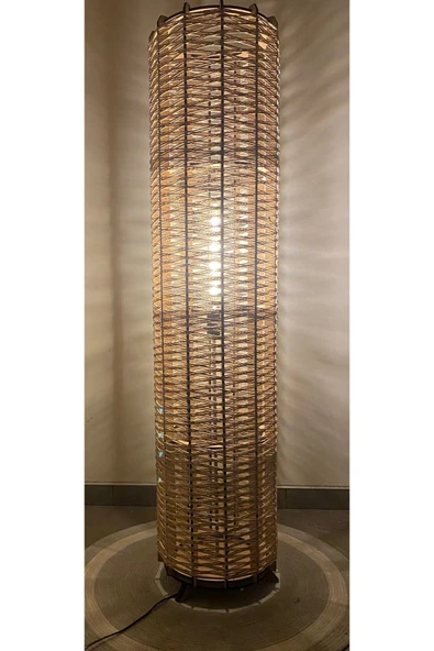 Bohem,Ahşap,Jüt,Hasır,Doğal Lambader 135*32 - 4