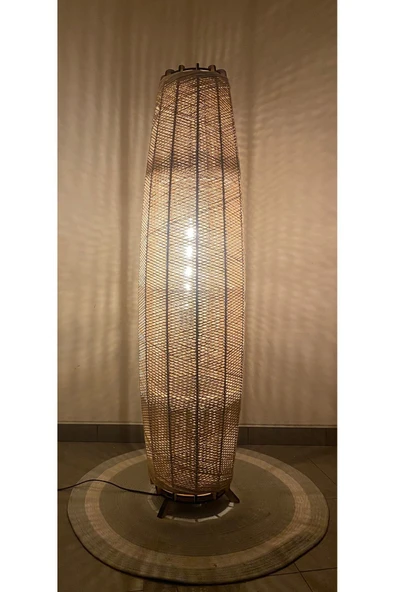 Bohem,Ahşap,Jüt,Hasır,Doğal Lambader 125*32 - 3