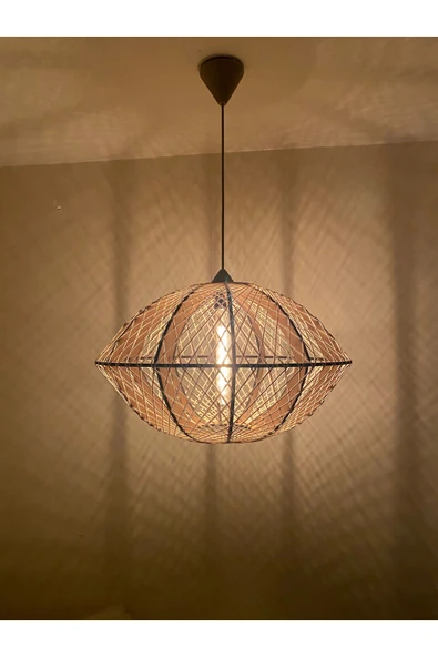 Bohem,Rustik,Modern,Jüt,Hasır,Doğal,El Yapımı Sarkıt Avize - 4