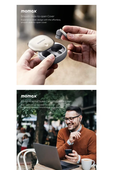 MOMAX BT13L2 1-VIBE LITE TRUE WIRELESS NOISE CANCELLING EARBUDS DESERT TİTANIUM - 7