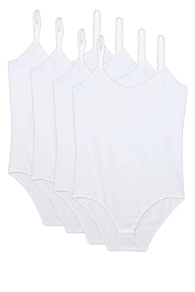 4 Adet İp Askılı Kadın Çıtçıtlı Body Beyaz - 2
