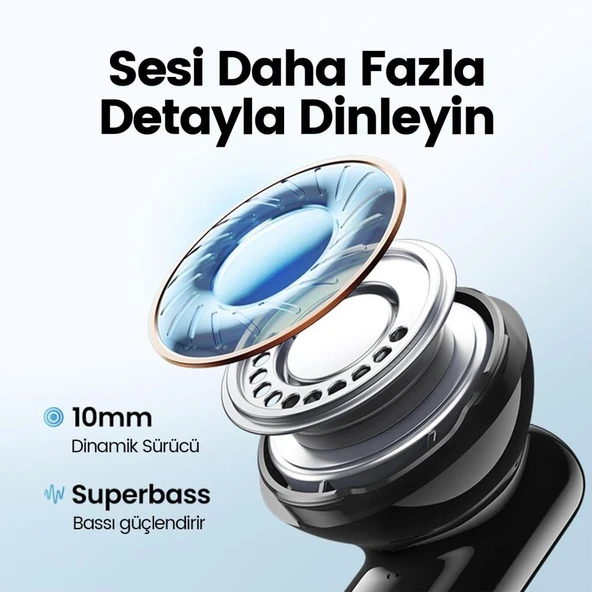 Ugreen HiTune T3 Anc Bluetooth 5.2 K.suz Kulaklık Gürültü Engelleyici 90401 - Resim 4