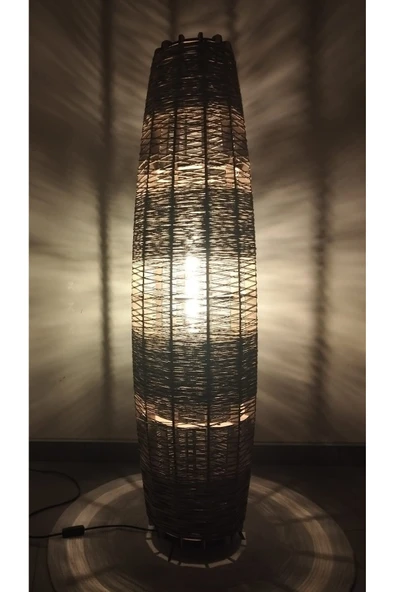 Bohem,Ahşap,Jüt,Hasır,Doğal Lambader 125*32 - 4