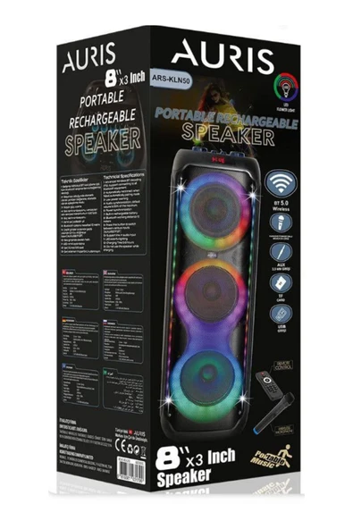 Auris ARS-KLN50 Profesyonel Büyük Boy Bluetooth Parti Hoparlörü - RGB Işıklı - 2