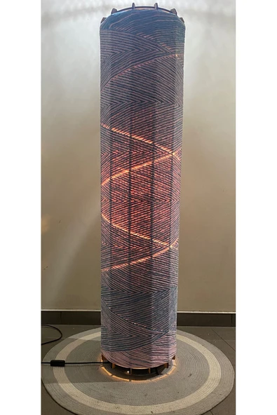 Bohem,Ahşap,Peluş,Modern,Rustik,Doğal El Yapımı Lambader 135*32 - 2