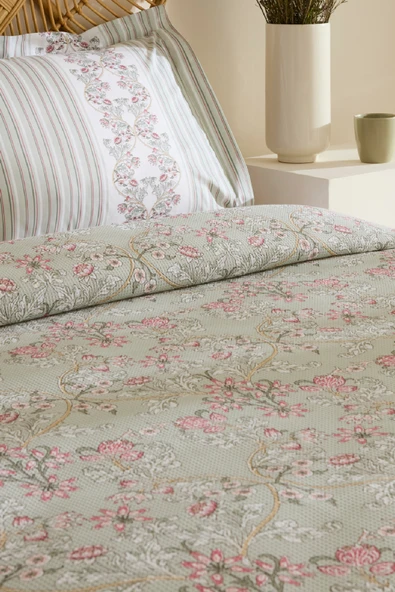 Empres %100 Pamuk Tek Kişilik Pike Takımı Adaçayı - Resim 4