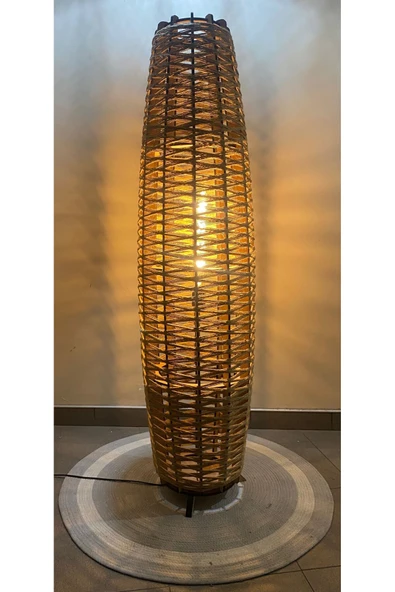 Bohem,Ahşap,Jüt,Hasır,Doğal Lambader 125*32 - 5