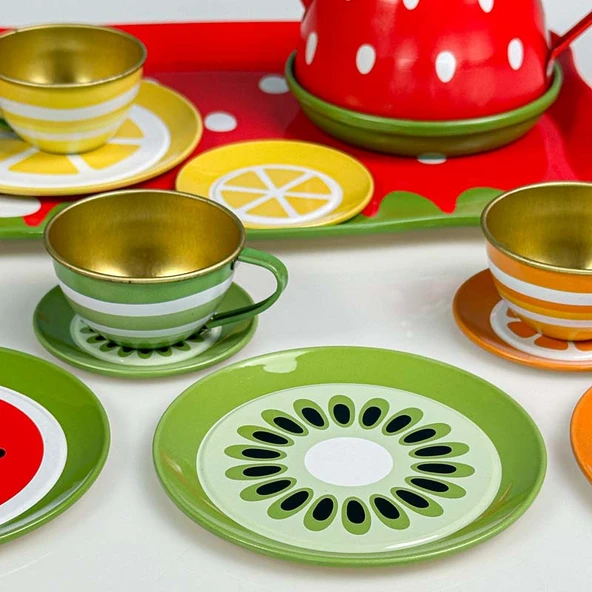 18 Parça Metal Oyuncak Çay Seti - 9