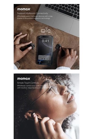 MOMAX BT13L2 1-VIBE LITE TRUE WIRELESS NOISE CANCELLING EARBUDS DESERT TİTANIUM - 6