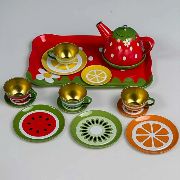 18 Parça Metal Oyuncak Çay Seti - 10