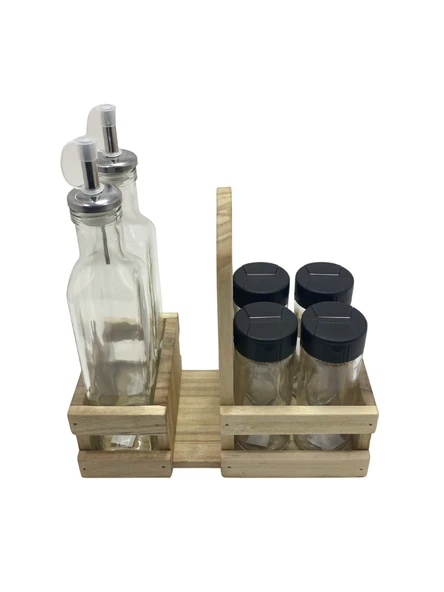 Ahşap Doğal Baharatlık Yağdanlık ve Peçetelik Takımı(SET)(KAVAK-IHLAMUR) Ahşap Rengi 1 SET - Resim 3