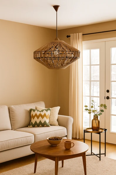 Bohem,Rustik,Jüt,Doğal,Hasır,El Yapımı Sarkıt Avize