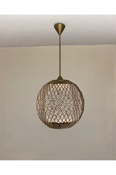 Doğal el yapımı Bohem-Rustik-Modern-Jüt-Yapımı Sarkıt Avize - 2