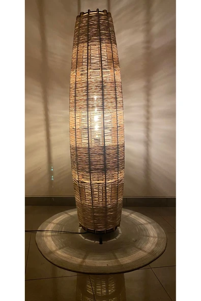 Bohem,Ahşap,Jüt,Hasır,Doğal Lambader 125*32 - 5