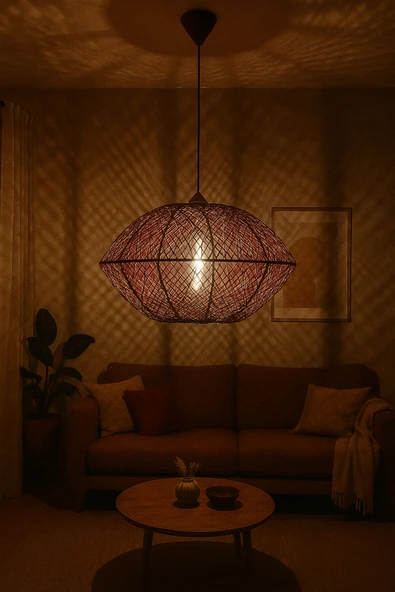 Bohem,Rustik,Modern,Hasır,Jüt,Doğal,El Yapımı Sarkıt Avize