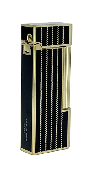 Zenit Altın Renk Şeritli Soft Flame Çakmak - Siyah - Resim 2