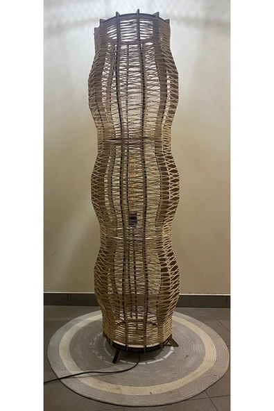 Bohem,Ahşap,Jüt,Hasır,Rustik,Modern,Doğal El YApımı Lambader 135*32 - 4