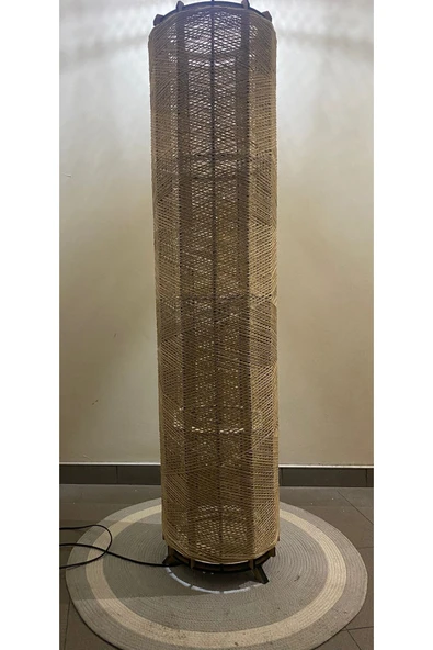 Bohem,Ahşap,Jüt,Hasır,Rustik,Doğal El Yapımı Lambader 135*32 - 4