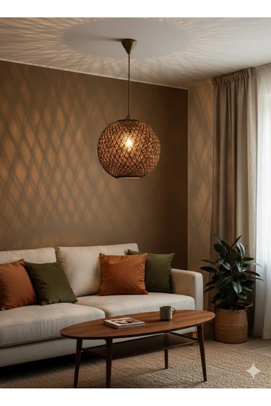 Bohem,Ahşap,Jüt,Hasır,Modern,Doğal Sarkıt Avize