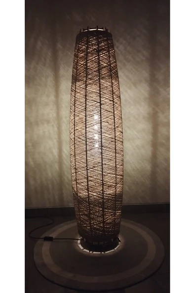 Bohem,Ahşap,Jüt,Hasır,Doğal Lambader 125*32 - 4