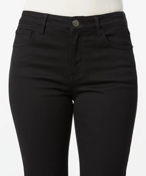 Kadın Siyah Kanvas Likralı Pantolon BGL-ST04889 - Resim 7