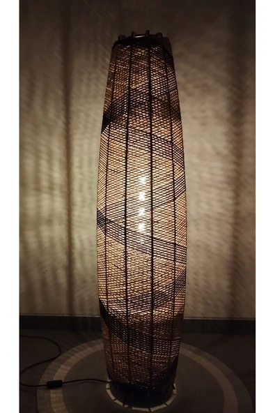 Bohem,Ahşap,Rustik,Jüt,Hasır,Doğal Lambader 125*32 - 4