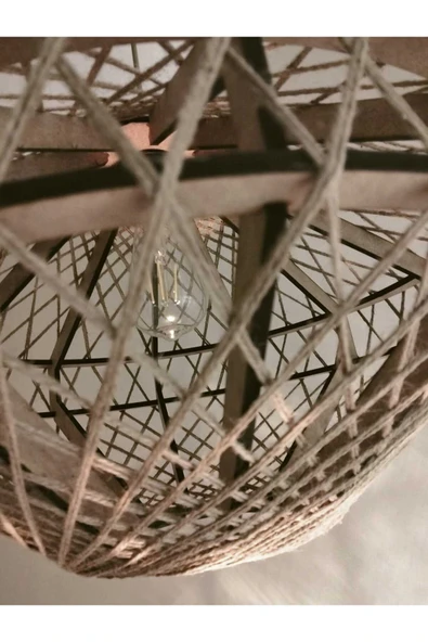 Bohem,Rustik,Jüt,Doğal,Hasır,El Yapımı Sarkıt Avize - 8