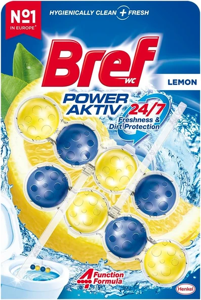 Bref WC Power Aktiv Limon Duo Pack 2'li Klozet Temizleme Topları 1 x 2 Adet , Limon 2, İkili ürün görseli
