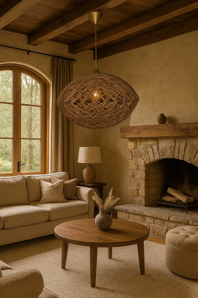 Bohem,Rustik,Modern,Jüt,Hasır,Doğal,El Yapımı Sarkıt Avize