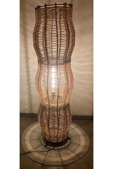 Bohem,Ahşap,Jüt,Hasır,Rustik,Modern,Doğal El YApımı Lambader 135*32 - 5