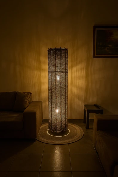 Bohem,Ahşap,Jüt,Hasır,Doğal Lambader 135*32