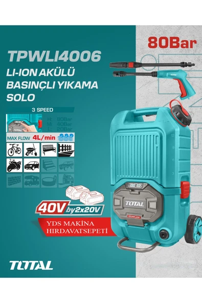 LI-ION AKÜLÜ BASINÇLI YIKAMA SOLO 80 BAR ürün görseli