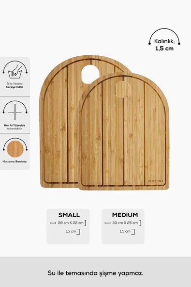 Leyla 2'li Bambu Kesme Tahtası 28/33 cm ürün görseli