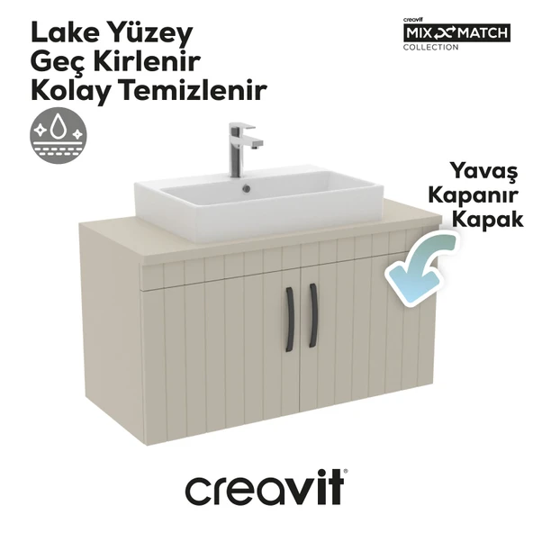 D10 Next Lavabo Dolabı Kapaklı 100 cm Dafne Melamin Gövde Lake Kapak - Resim 2