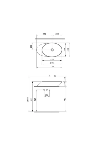 Vessel Yatay Çanak Lavabo 72 Cm Parlak Beyaz 1013-001-0125 - 3