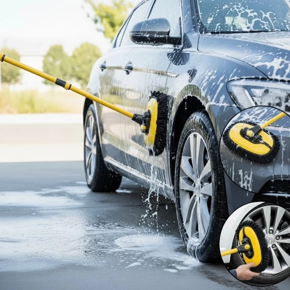 Teleskopik Saplı Kuru Islak Oto Yıkama Fırçası ürün görseli