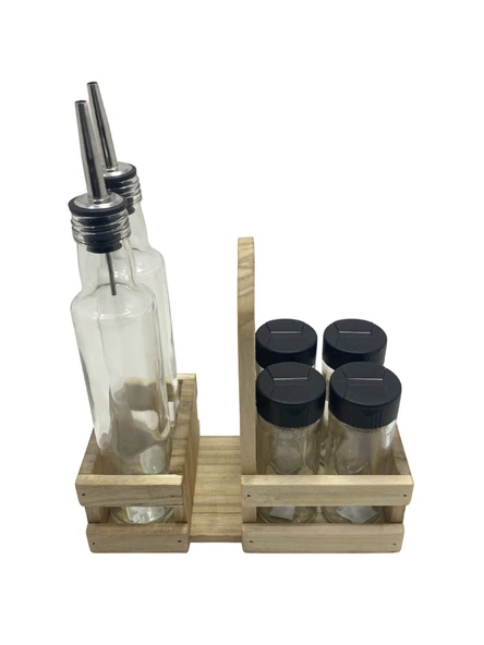 Ahşap Doğal Baharatlık Yağdanlık ve Peçetelik Takımı(UZUN BAŞLIK)(SET)(KAVAK-IHLAMUR) Ahşap Rengi 5 SET - Resim 3