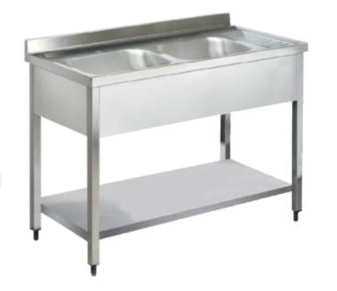 Pimak Çift Evyeli Taban Raflı Tezgah 120 x 60 x 85 (cm) ürün görseli