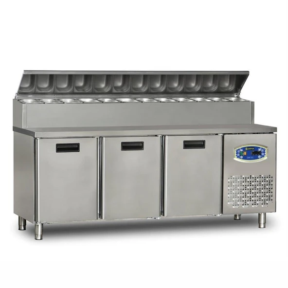 Dampak  3 Kapılı  Alçak Monte Pizza Hazırlık Dolabı 450 Litre 200 x 70 x 109 (cm) ürün görseli