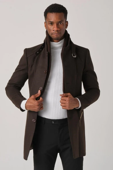 Plus Scorpion Erkek Kaşe Kaban – Çıkartılabilir Fermuarlı Ribanalı Yaka, Slim Fit İtalyan Kesim, Şık ve Fonksiyonel Bej, Taba, Kahverengi, Gri, Siyah - 5