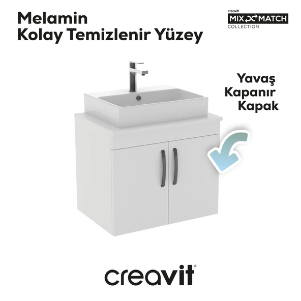 D10 Next Lavabo Dolabı Kapaklı 65 cm Beyaz - Resim 2