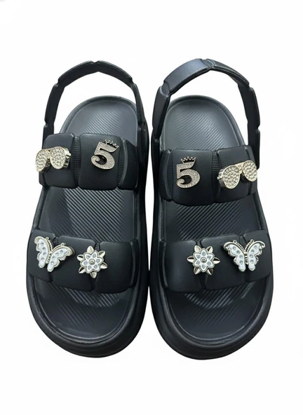 Twingo 252 Taşlı Siyah Kadın Terlik 38-39 - Resim 2