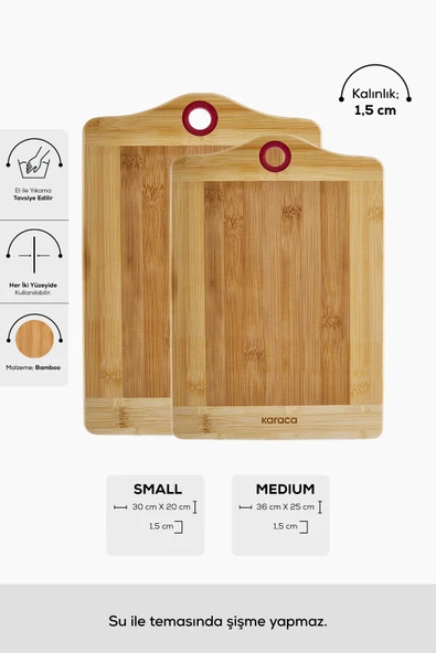 Lara 2'li Bambu Kesme Tahtası 30/36 cm - Resim 2