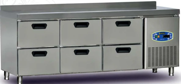 Dampak Tezgah Tipi 6 Çekmeceli Buzdolabı 135 Litre 304 Çelik ürün görseli 1