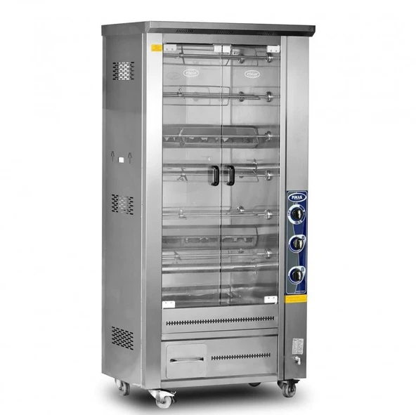 Pimak Çift Vitrinli Lavtaşlı Piliç Makinesi 12 Şiş 60 Piliç Doğalgazlı ürün görseli