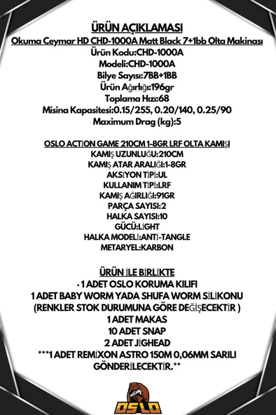 Oslo Action Game 213cm 1-8gr Ceymar 1000 8 Örgü LRF Olta Seti - Resim 2