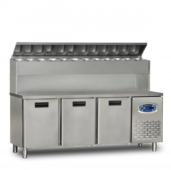 Dampak 3 Kapılı Yüksek Monte Pizza Hazırlık Dolabı 450 200 x 70 x 133 (cm) ürün görseli 1