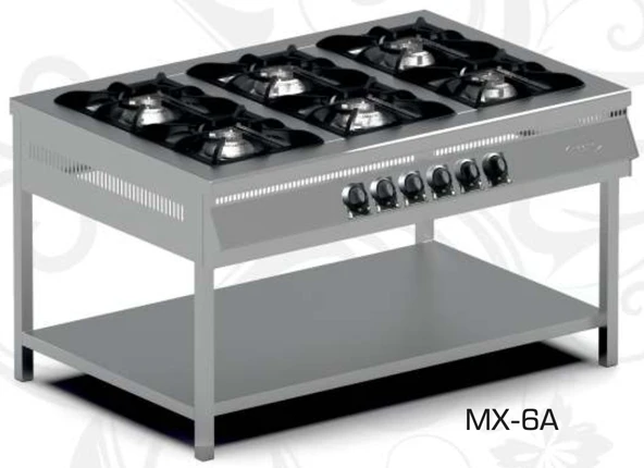 Pimak Doğalgazlı Taban Raflı 6 Gözlü Ocak ürün görseli