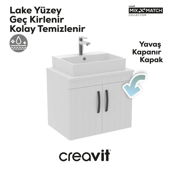 D10 Next Lavabo Dolabı Kapaklı 65 cm Beyaz Lake Kapak - Resim 2