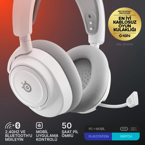 SteelSeries Arctis Nova 7 Gen 2 Wireless Oyun Kulaklığı - Beyaz - 2